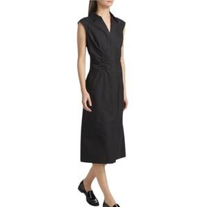 New Derek Lam 10 Crosby Poplin Ruched Midi-Shirtdress Size 8